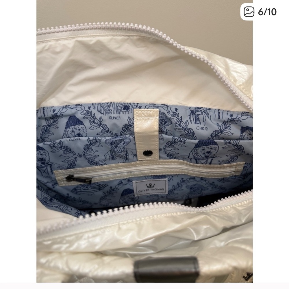 Oliver Thomas Kitchen Sink Tote Bag Quilted Puffer Shoulder Overnight Bag White - Picture 6 of 10